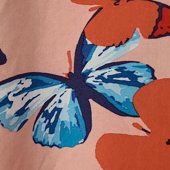 LuLaRoe Amy Butterfly Pink Dolman Sleeve Button Down Shirt Pink Gypsy Blouse - Picture 9 of 10